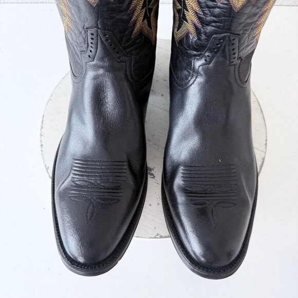 NEW Rod Patrick Mens Cowboy Boots Size 16.5 D Black Buffalo Western Round Toe - Picture 8 of 13
